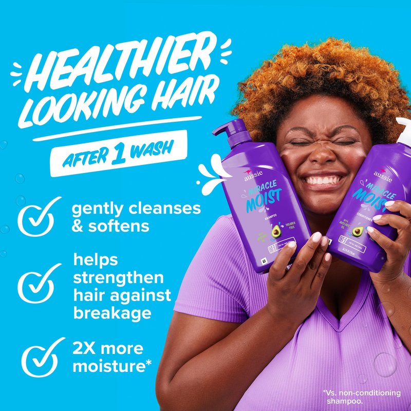 Aussie Miracle Moist Shampoo and Conditioner with 3 Minute Miracle Deep Conditioner, Avocado & Jojoba Oil, Paraben-Free, Moisturizes & Detangles, All Hair Types, Citrus Floral Scent, 3 Pack 68.4 Fl Oz