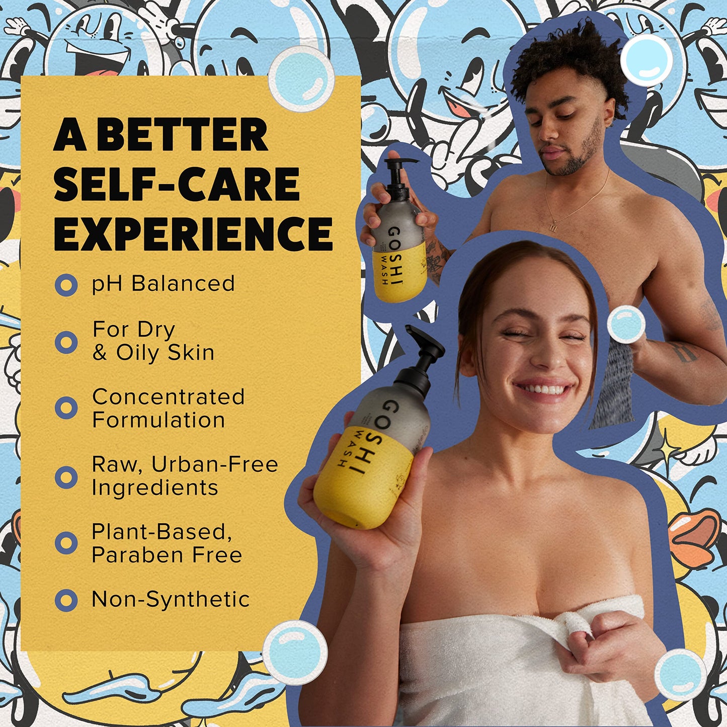 GOSHI Super Vitamin Body Wash - pH-Balanced Exfoliating Body Wash with Jojoba, Shea Butter & Rice Protein - Nutrient-Rich Shower Gel for Dry or Oily Skin - Fresh & Clean Scent - 20 oz