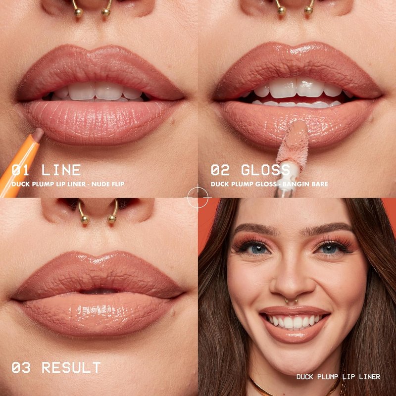 NYX Professional Makeup Duck Plump Lip Liner - Matte Pencil for Long-Lasting 10HR Wear | Deep Nude Shade