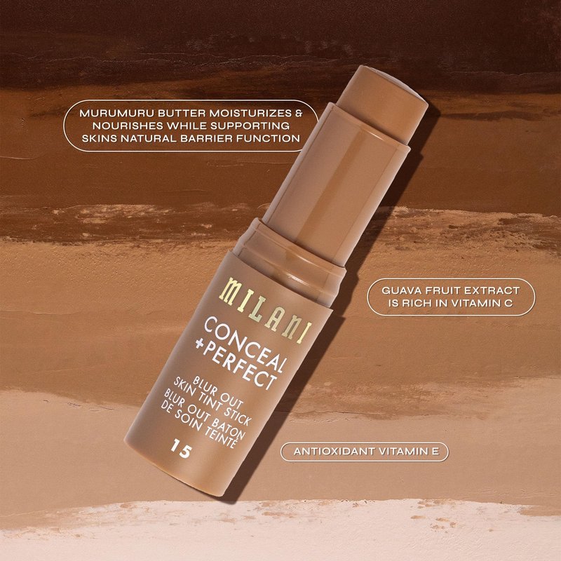 Milani Conceal + Perfect Blur Out Skin Tint Stick - Light to Medium Coverage Tinted Moisturizer Stick with Vitamin C & E - Soft Matte, Pore Blurring Natural Finish 01-Very Fair Neutral