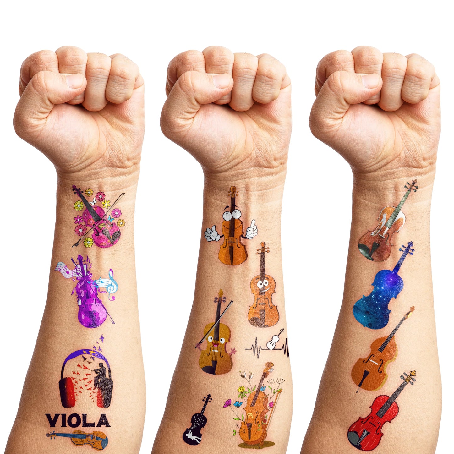 96PCS Violin Temporary Tattoos Music Themed Birthday Party Decorations Favors Supplies Decor Musical Instrument Orchestral Violinist Tattoo Stickers Gifts For Kids Boys Girls School Prizes Carnival