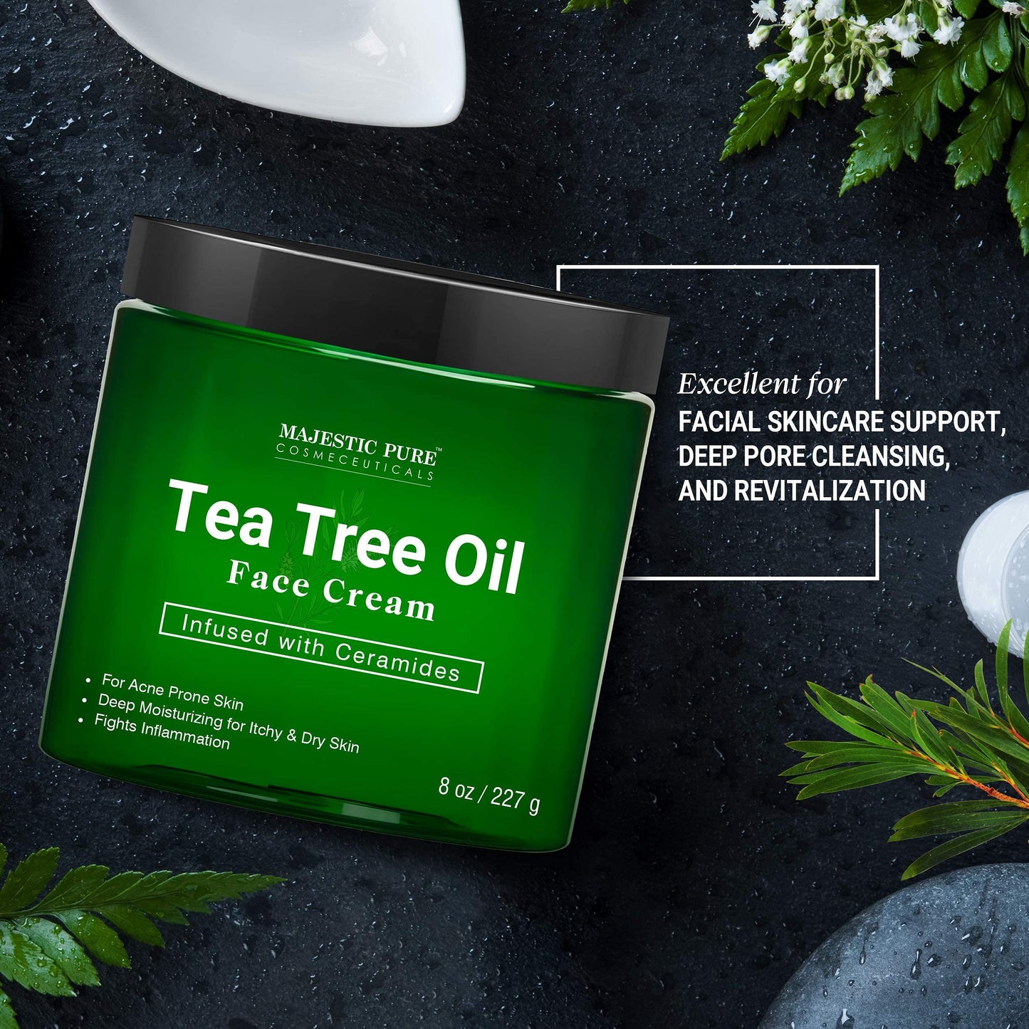 MAJESTIC PURE Tea Tree Body Wash, Tea Tree Foot Cream, & Tree Tea Face Cream Bundle