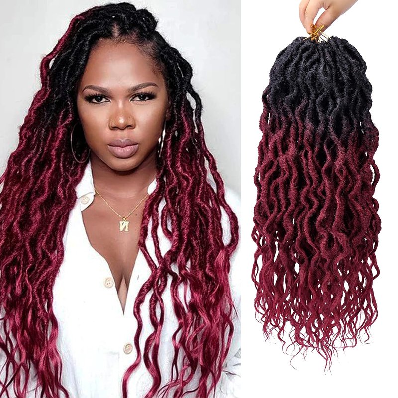 Faux Locs Crochet Hair - 24 Inch Soft Goddess Locs | 6 Packs Pre-Looped Synthetic Braids with Curly Ends