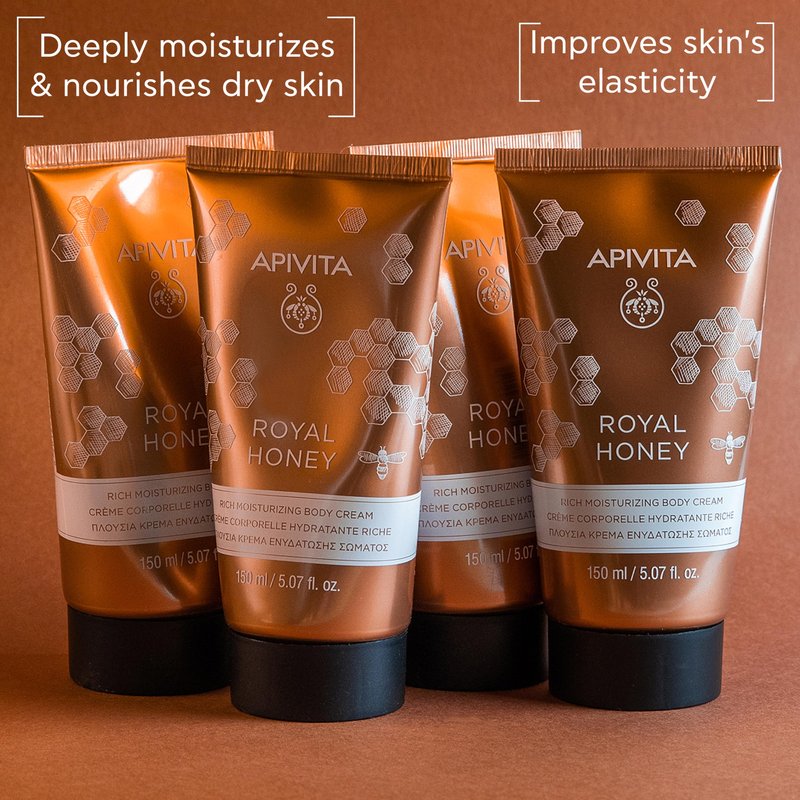 Apivita Royal Honey Rich Moisturizing Body Cream, Deeply Moisturizes, Nourishes & Replenishes with Honey & Beeswax