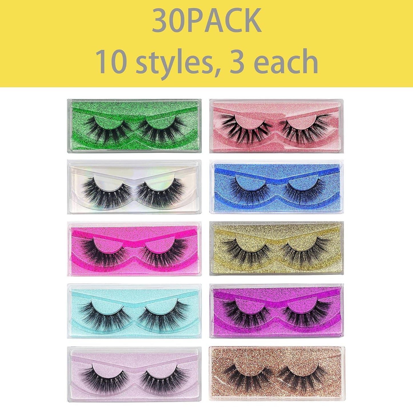 Mikiwi 30 Pack 5D Fake Mink Eyelashes - Fluffy Natural Volume | 12-20mm Individual Faux Mink Lashes