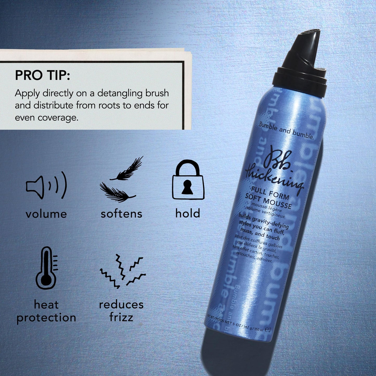 Bumble and bumble. Thickening Full Form Soft Hair Mousse | Volumizing Mousse Adds Heat Protection and Soft Hold | Anti Frizz | For Fine to Medium Straight, Wavy Hair Types, 5 Ounce (Pack of 2)