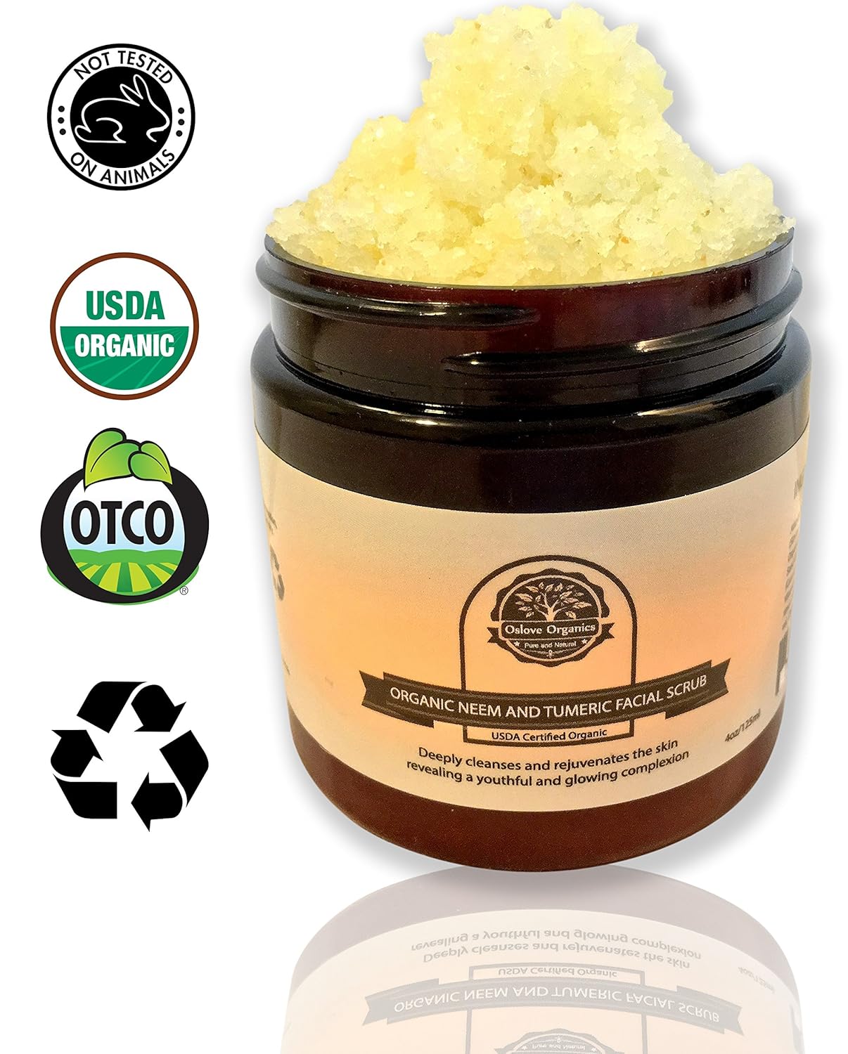 Oslove Organics Organic Neem and Turmeric Facial Scrub - Brightens & Evens Skin Tone | 4 oz