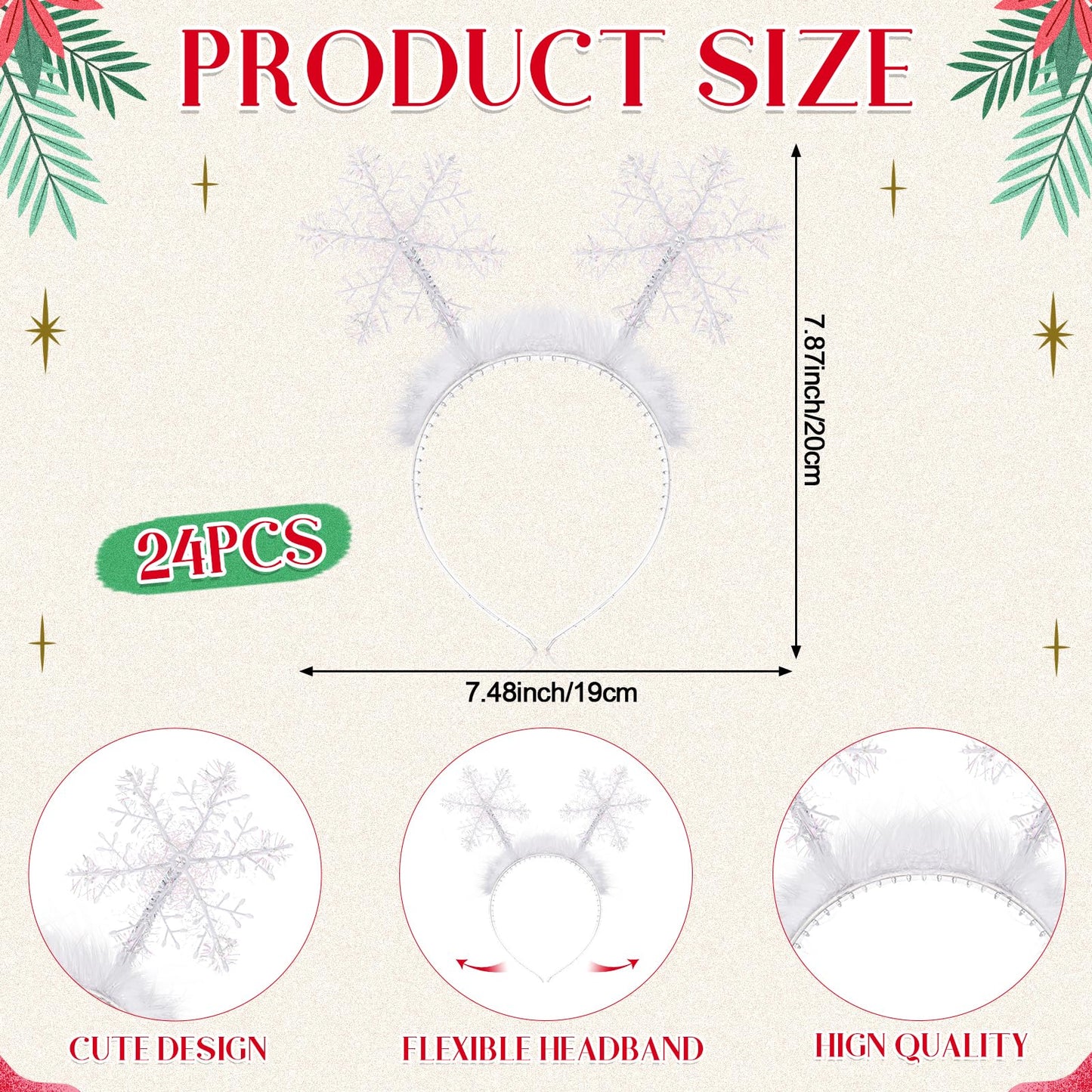 Suncalla 12 Pcs Christmas Snowflakes Headband Glitter Snow Head Boppers for Women Winter Headpiece Hair Accessories Gift (Silver)