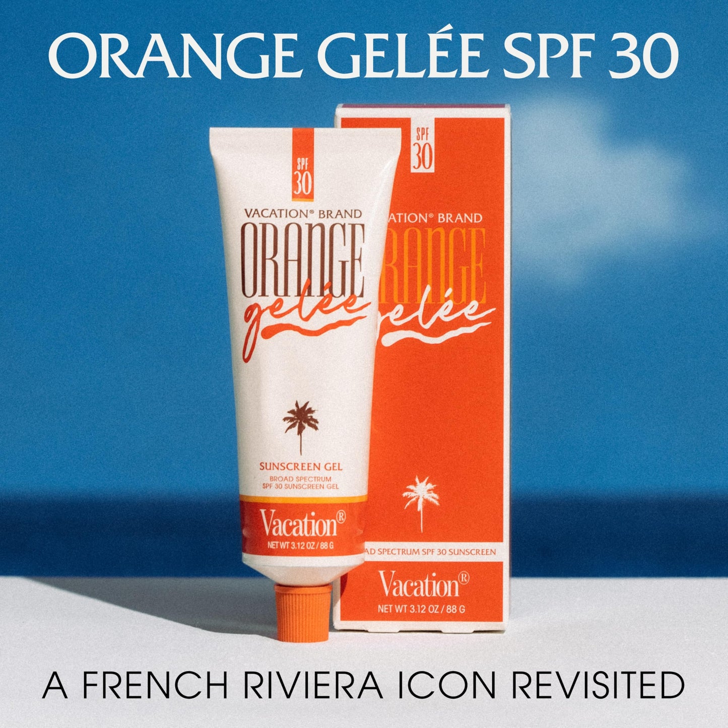 Vacation Orange Gelée SPF 30 Sunscreen Gel and Tube Key Bundle, 3.12 Fluid Ounces - Hydrating Balm-to-Oil Tanning Gel, Transparent, Water-Resistant, Travel Size