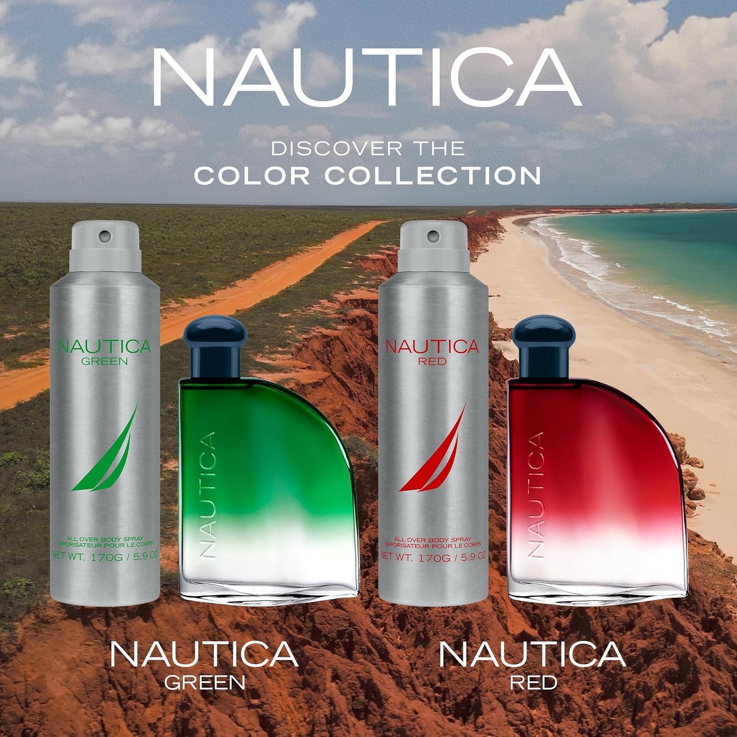 Nautica Men's Fragrance Set - Red EDT 1.6 fl oz & Body Spray 5.9 oz | Aromatic Fougere with Black Pepper, Lavender & Rosemary