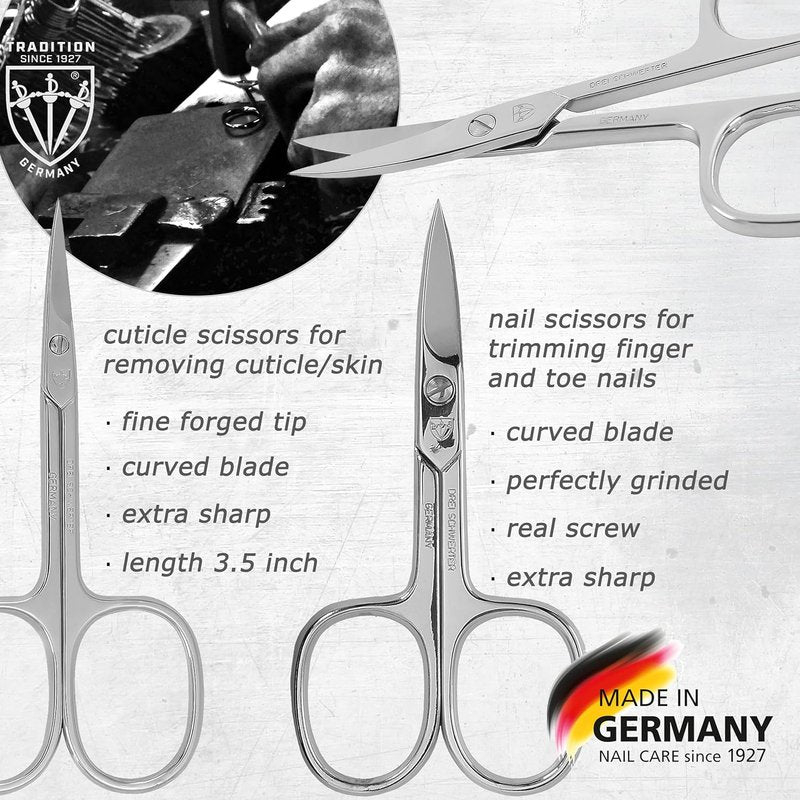8-Piece Manicure Pedicure Grooming Kit - Professional Nail Care Set with Synthetic Leather Case | Ostrich Black