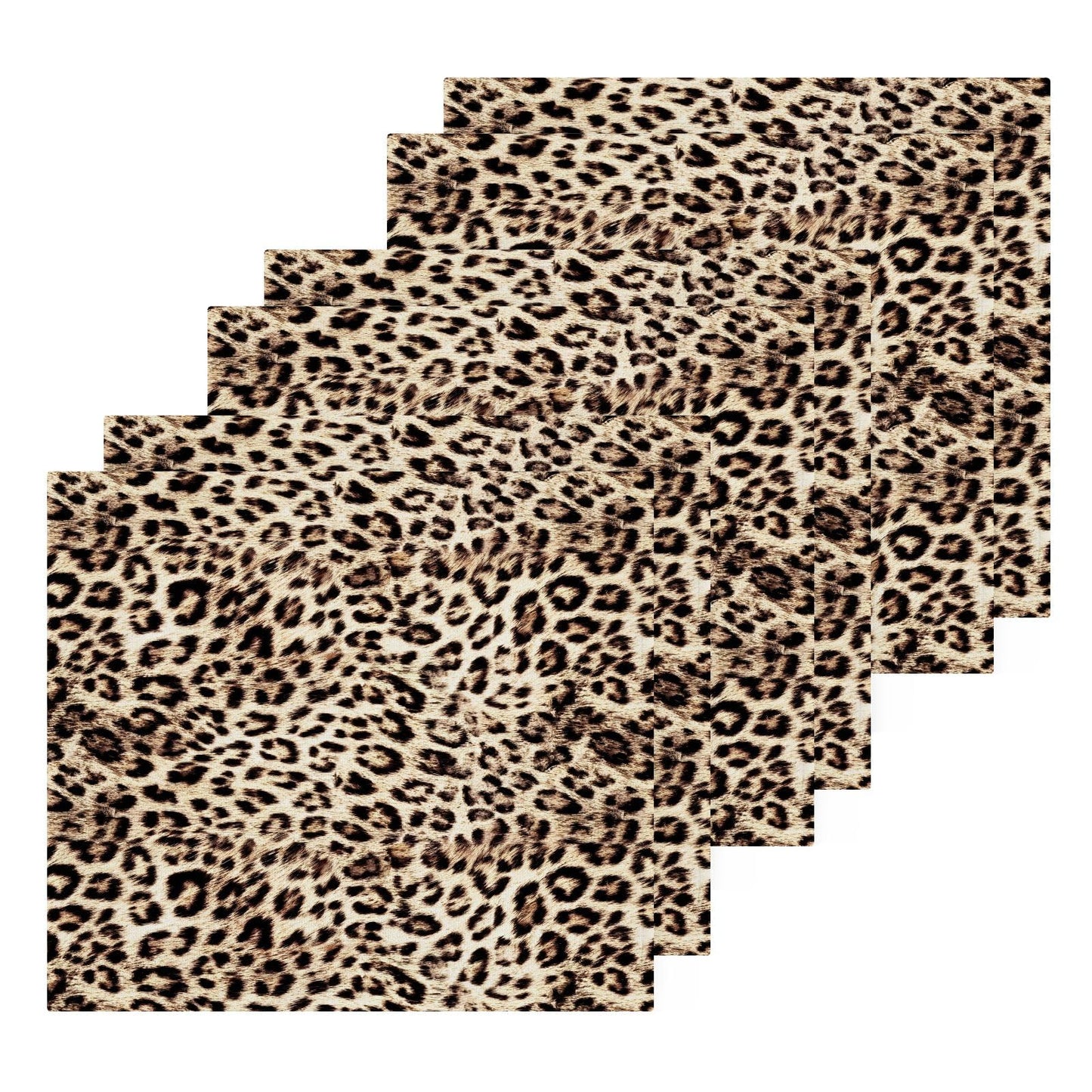 ALAZA Wash Cloth Set Animal Leopard Cheetah Print(20d1) - Pack of 6, Cotton Face Cloths, Highly Absorbent and Soft Feel Fingertip Towels