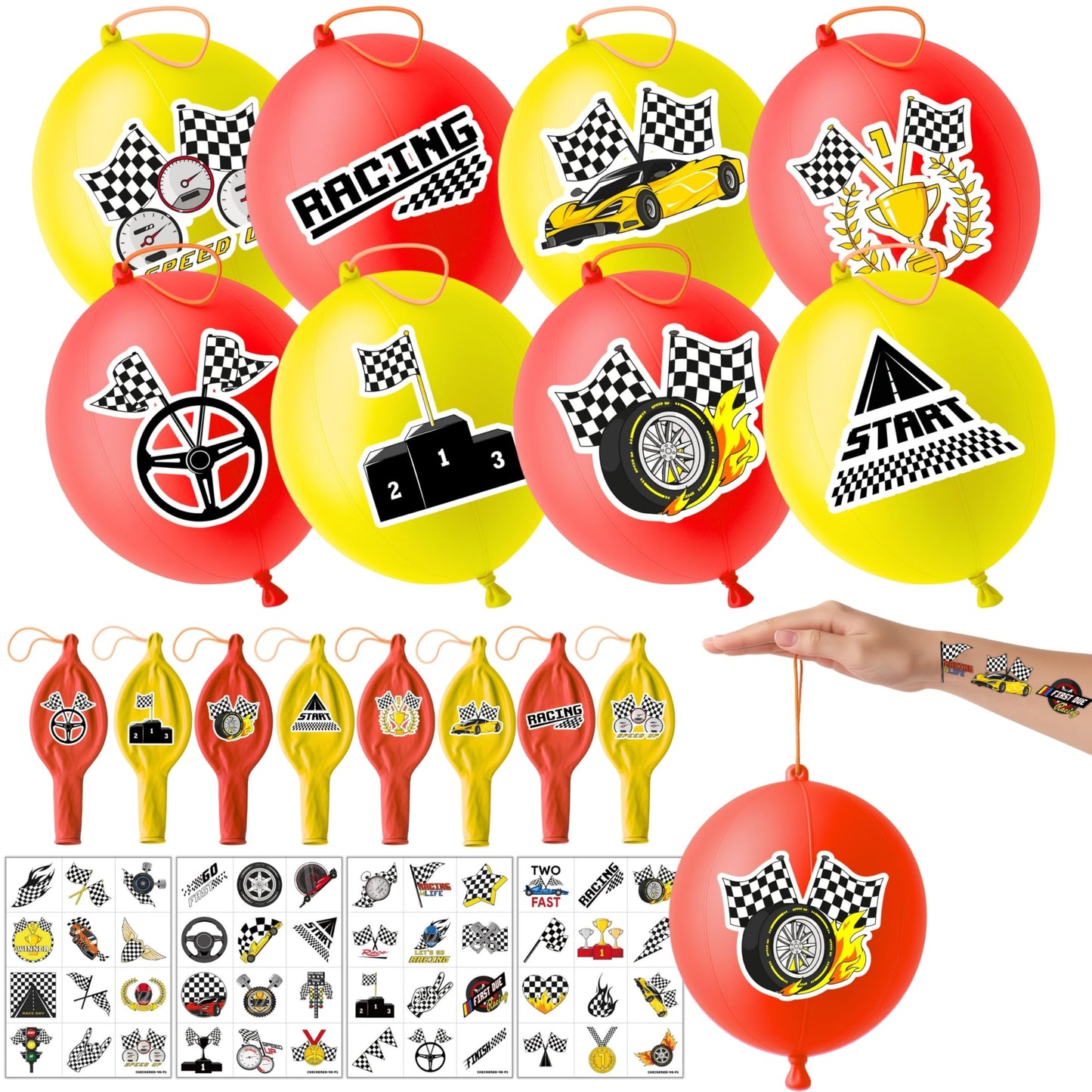 91BALLOONS 72 PCS Checkered Party Favors for Boys Girls