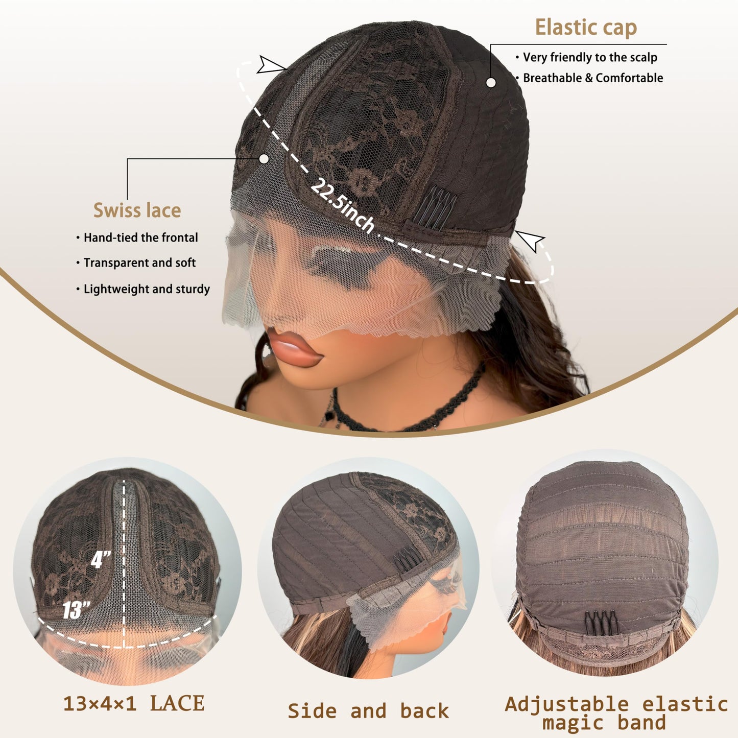 Lace Front curly Synthetic Wig for Women 32 Inch Long Deep Curly Wavy T part HD Transparent Glueless Lace wig Heat Resistant Fiber Pre Plucked Hairline with Baby Hair（Brown highlights）