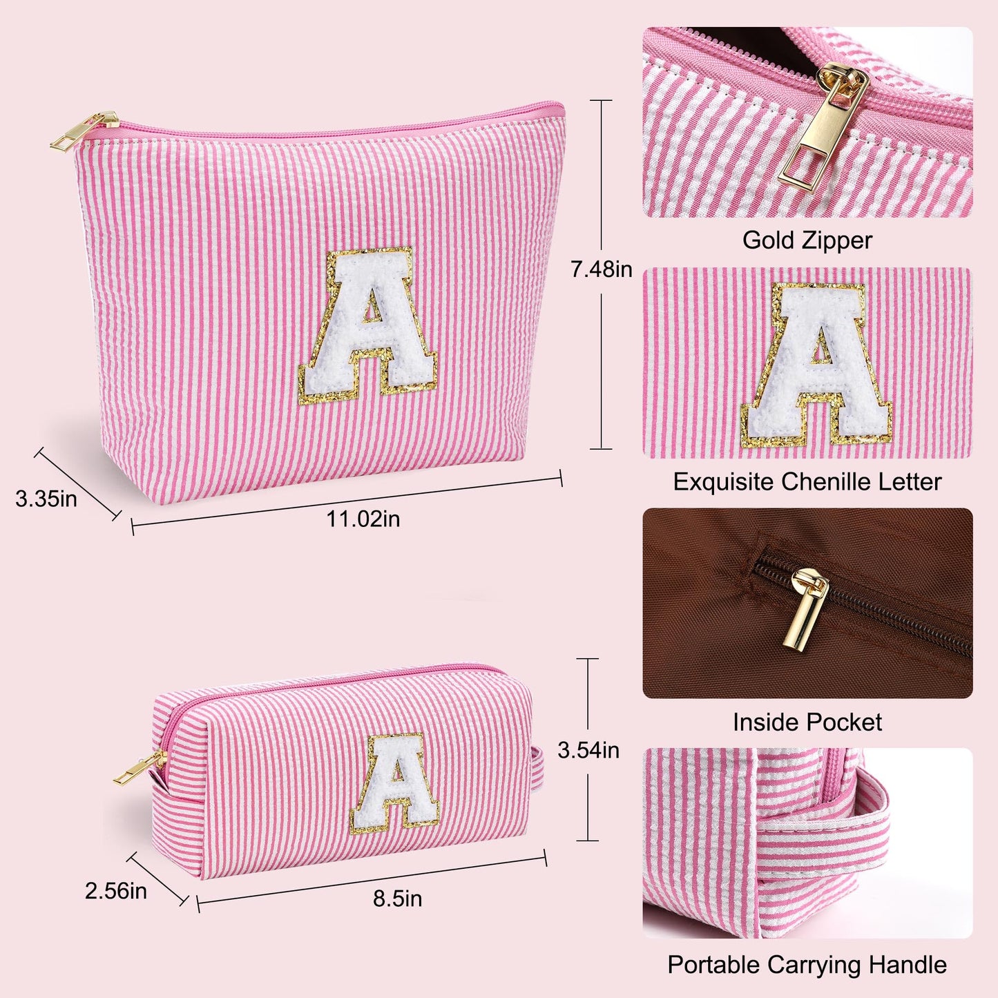 YOOLIFE Personalized Teen Girl Gifts Initial Cute Cosmetic Makeup Bag