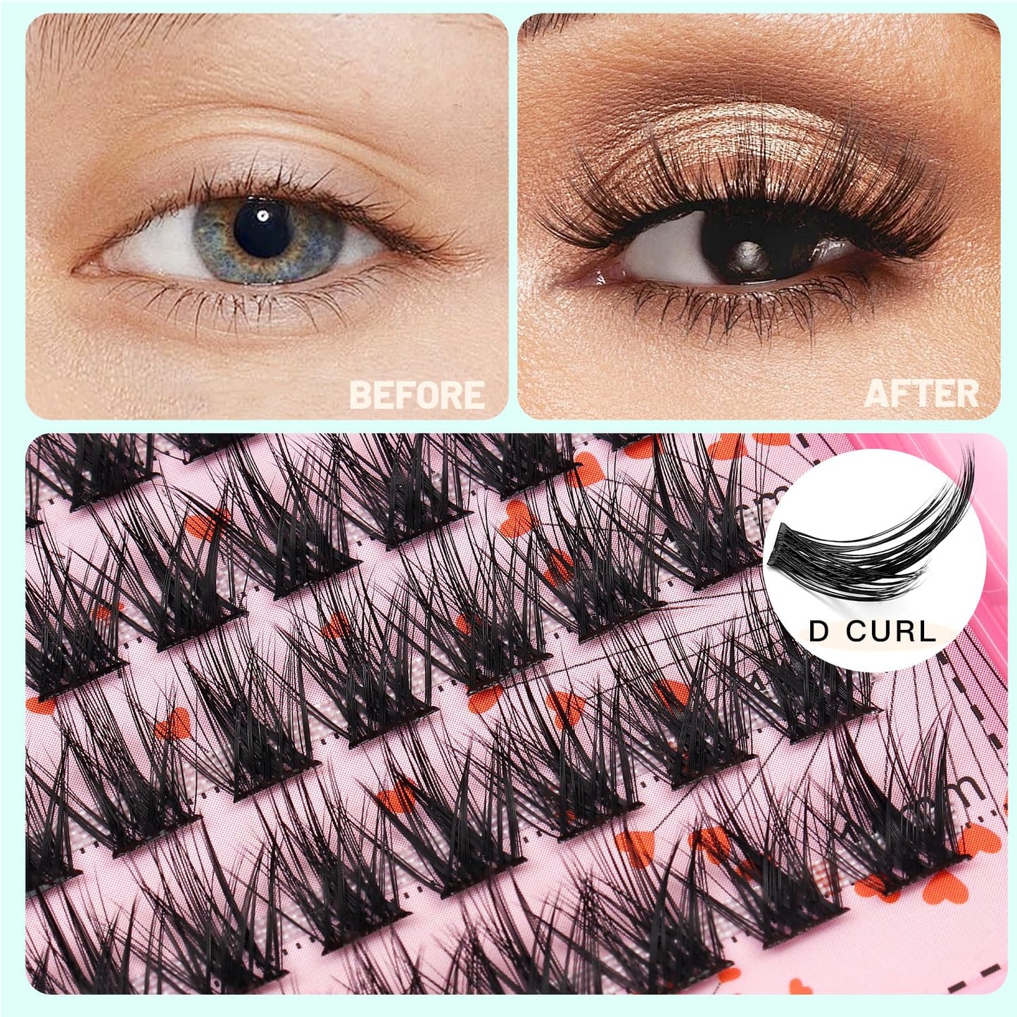 Bodermincer Lashes Clusters 10+12mm/12+14mm/14+16mm/16+18mm/10-12-14-16mm/14-16-18mm Mixed and 8-20mm to Choose Lashes Extension Kit lash Clusters Lashes Wispy Eyelash Extension (12+14mm Mixed)