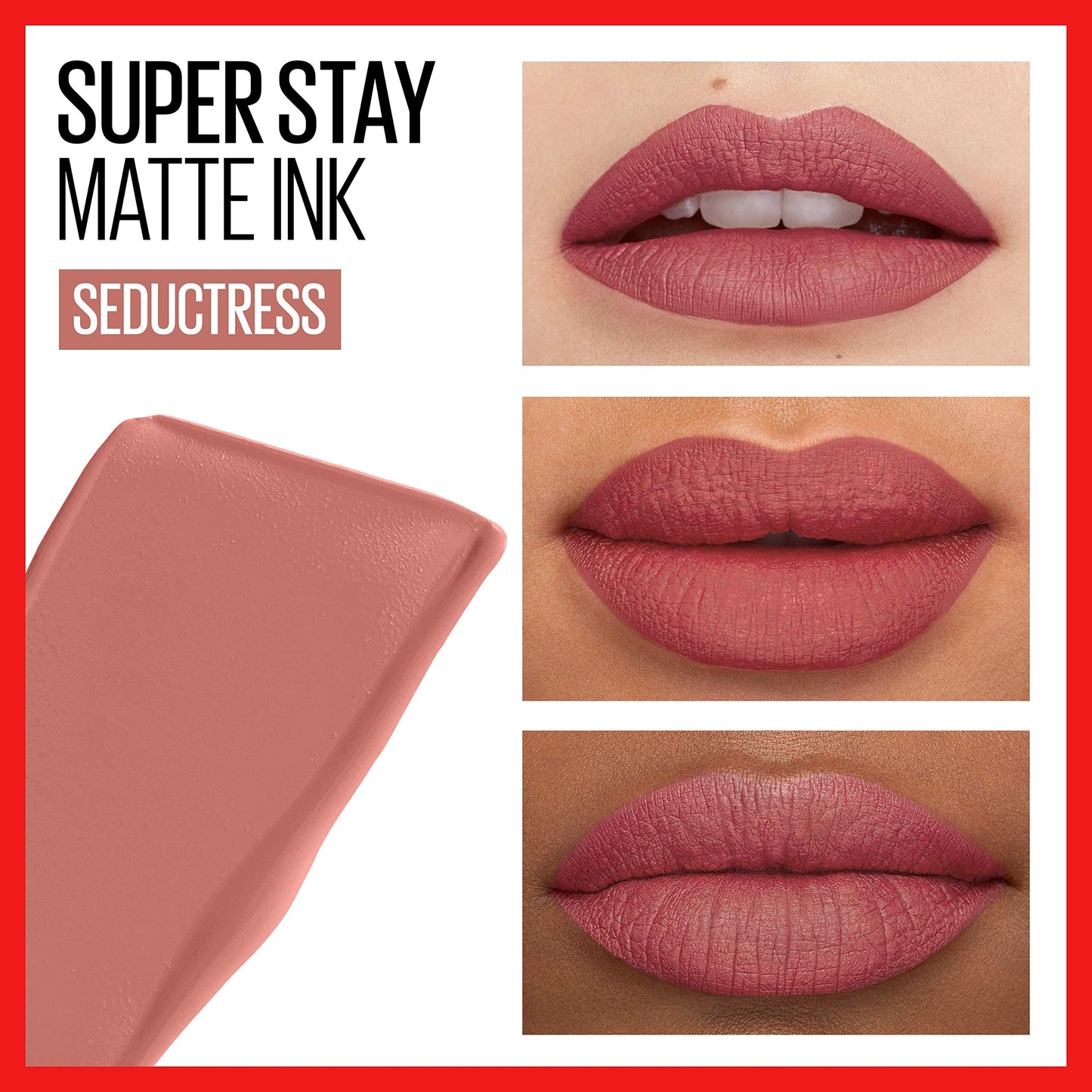 MAYBELLINE Super Stay Matte Ink Liquid Lipstick Makeup Long Lasting High Impact Color Up to 16H Wear Seductress Light Rosey Nude Mover Brown 1 Count Each