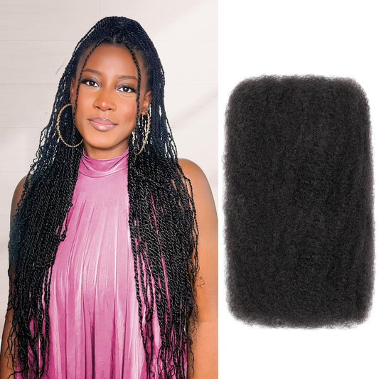 Afro Kinkys Bulk Human Hair, 18 Inch 50 Gram Soft 4C Afro Kinky-Curly Human Hair Bulk for Twist Dreadlocks Extensions Repair Locs Natural Black 1 Pack (1B, 18inch)