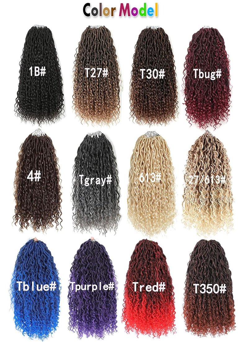 Goddess Locs Crochet Hair - 14-Inch Purple River Locs with Curly Ends | 8 Packs Synthetic Boho Braids