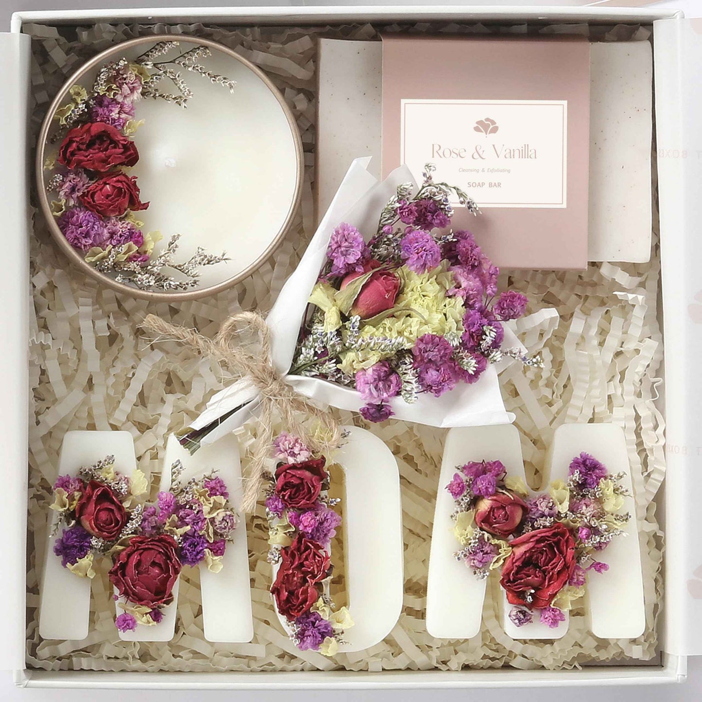 Gift Basket for Mom – Birthday & Christmas Small Spa Box – Relaxing Mom Gift Set with Candle, Soap & Wax Melts – Perfect Xmas, Holiday or Birthday Present