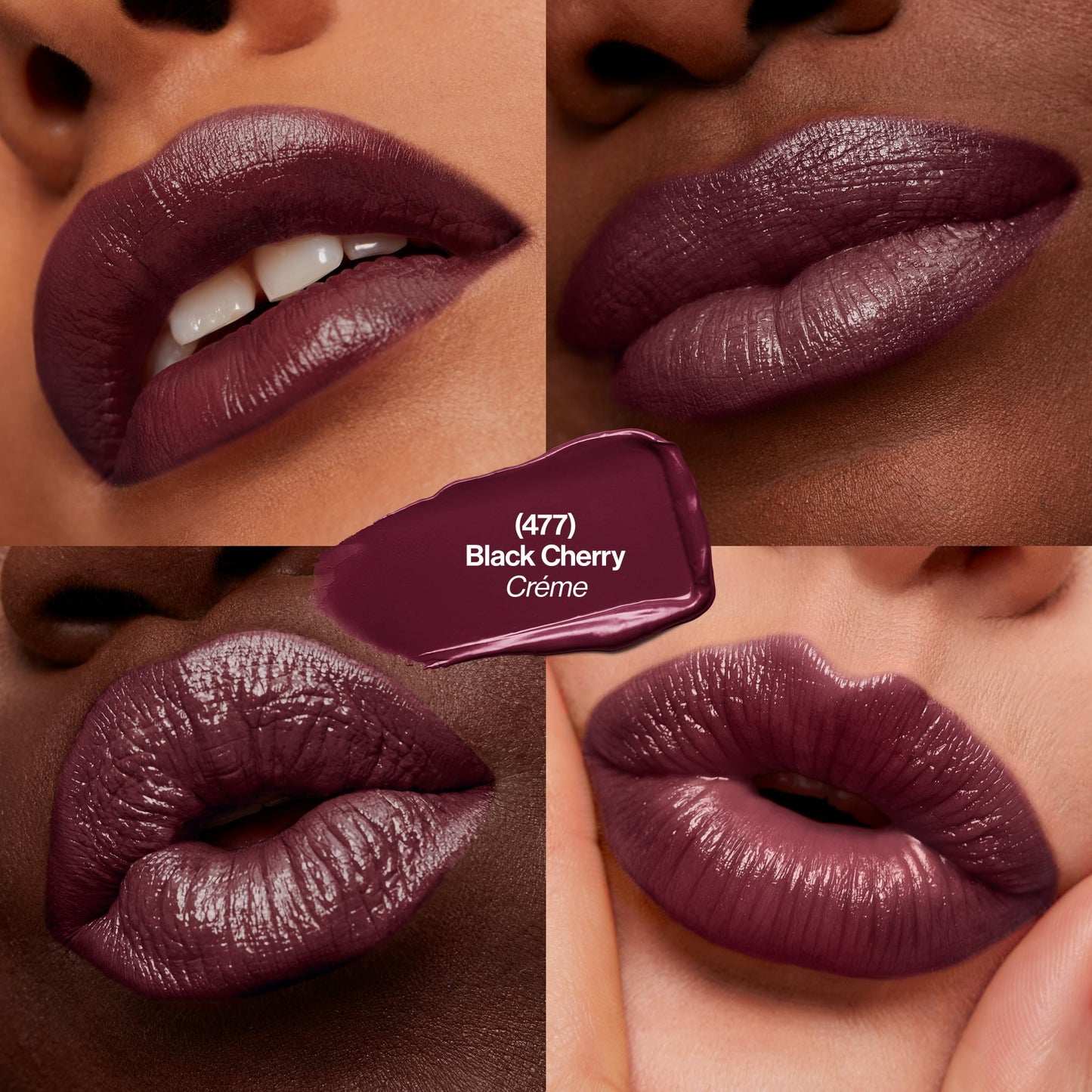 REVLON Super Lustrous Lipstick Gift Set, 5-Piece, Creamy Formula, Moisturized Feel, 755 Bare It All, 477 Black Cherry, 535 Rum Raisin, 805 Candied Rose, 810 Uncut Ruby
