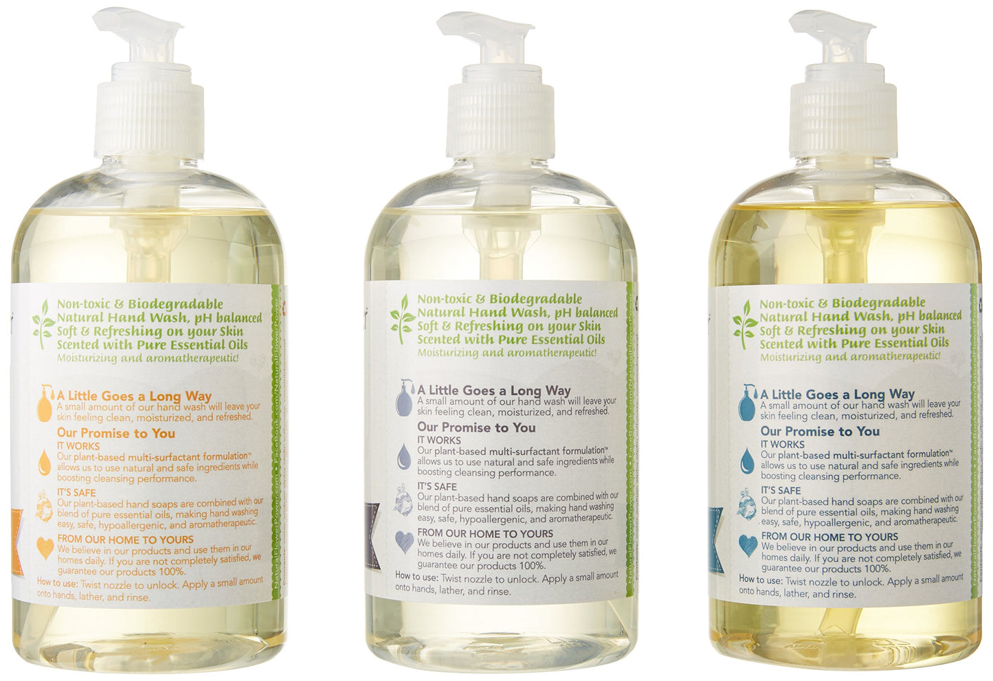 Natural Flower Power Liquid Hand Soap Variety Pack, Citrus and Spice/Lavender/Lemongrass, 12 oz.