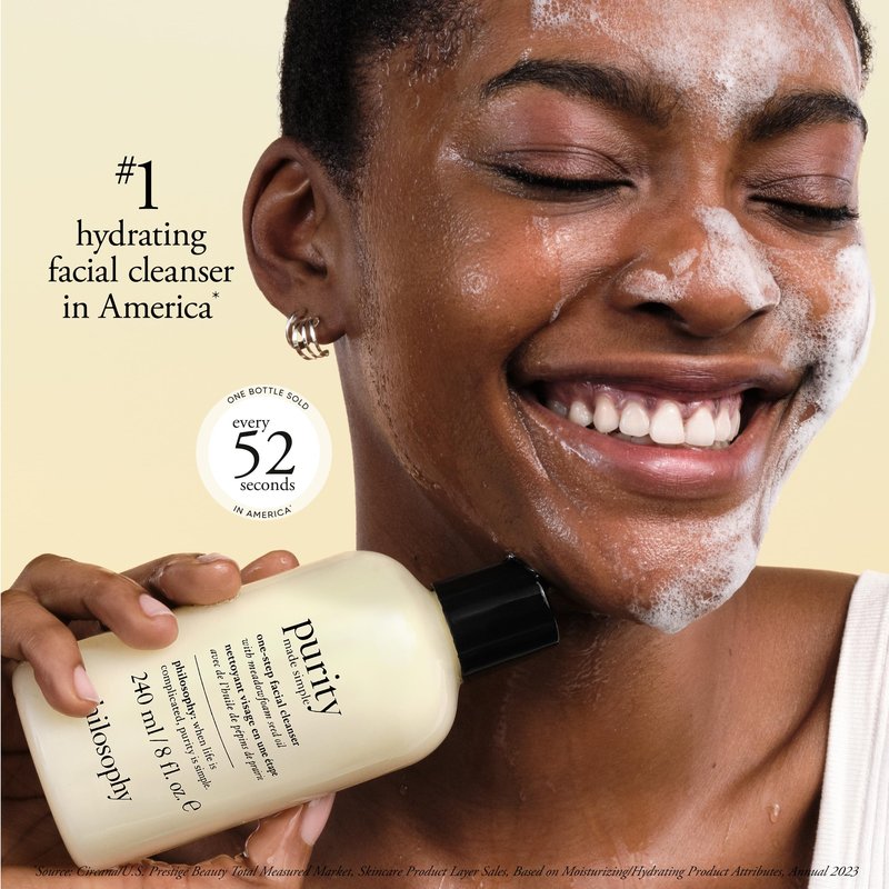 philosophy purity made simple one-step facial cleanser- with meadowfoam seed oil gently cleanses & melts away dirt, oil & stubborn makeup paraben-free face wash