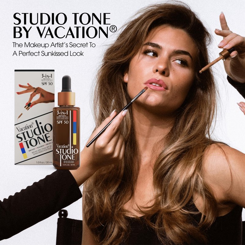 Vacation Studio Tone SPF 50 Sunscreen Bronzing Drops For Face, Sunkissed Skin Bronzer, Makeup-Friendly Tan Drops, Non-Comedogenic, Broad Spectrum Sun Block, Vegan & Cruelty-Free, 1 Fl. Oz.