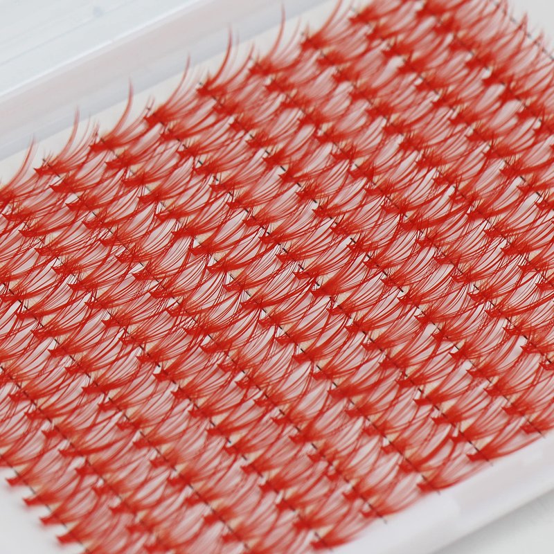 Bodermincer D Curl 240pcs 20D Lash Clusters Wispy Lashes Rose,Red,Blue,Black,Brown,Purple,Light Green,Dark Green Colors to Choose Lashes Cluster Eyelashes Eyelash Extension (12mm, Red)