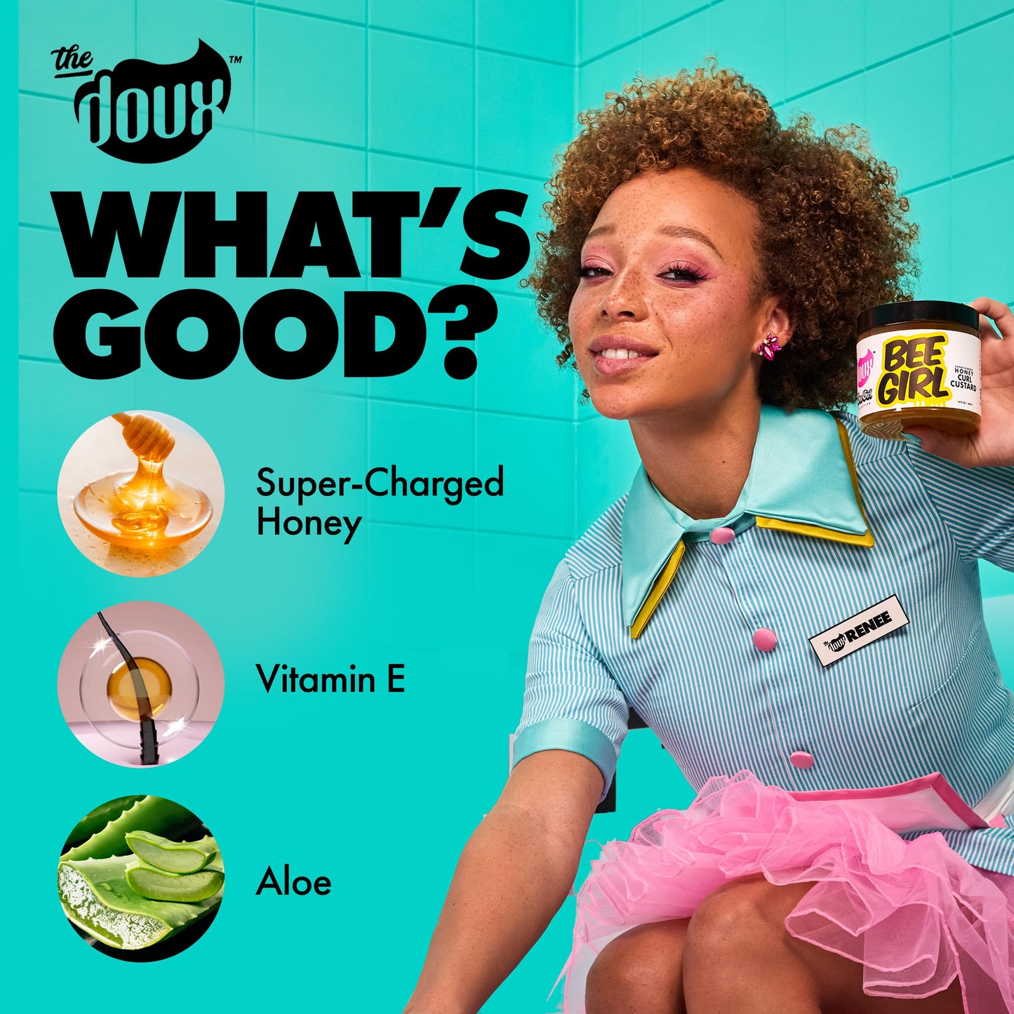 The Doux Bee Girl Honey Curl Custard - Curl Defining Cream With Aloe, Keratin and Silk Amino Acids