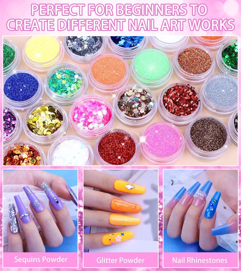 YEVYO Acrylic Nail Kit with Drill, Acrylic Nail Kit for Beginners with Everything UV Light Nail Art Tools Gift Set for Home Salon