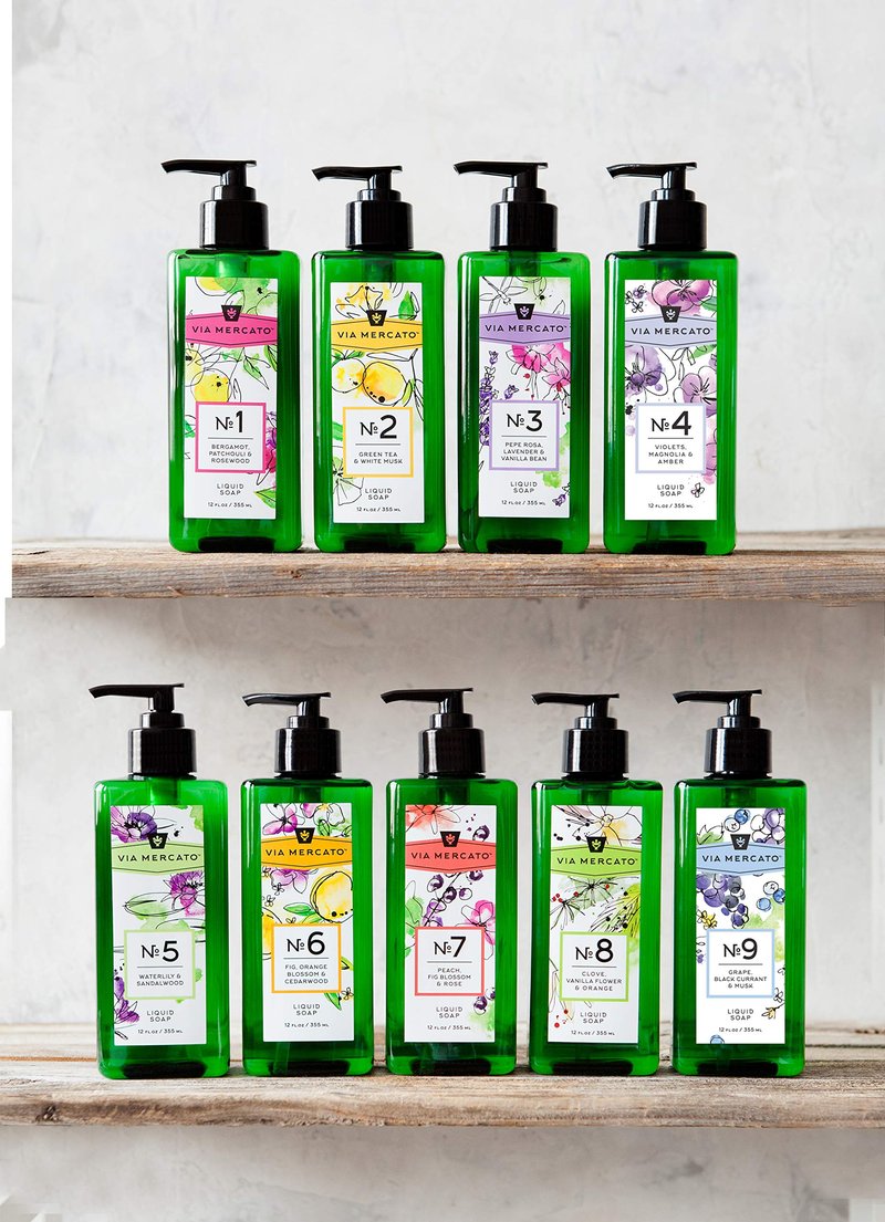 Via Mercato Liquid Soap, Shea Butter Enriched (12 oz), No. 9 - Grape, Black Currant & Musk