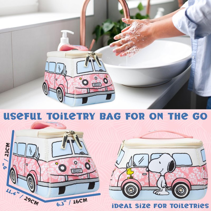 Get Trend Peanuts Snoopy Toiletry Bag, Travel Essentials, Girls Makeup Bag, Cruise Essentials, Travel Accessories, Gifts for Women, Teens (Pink Snoopy)