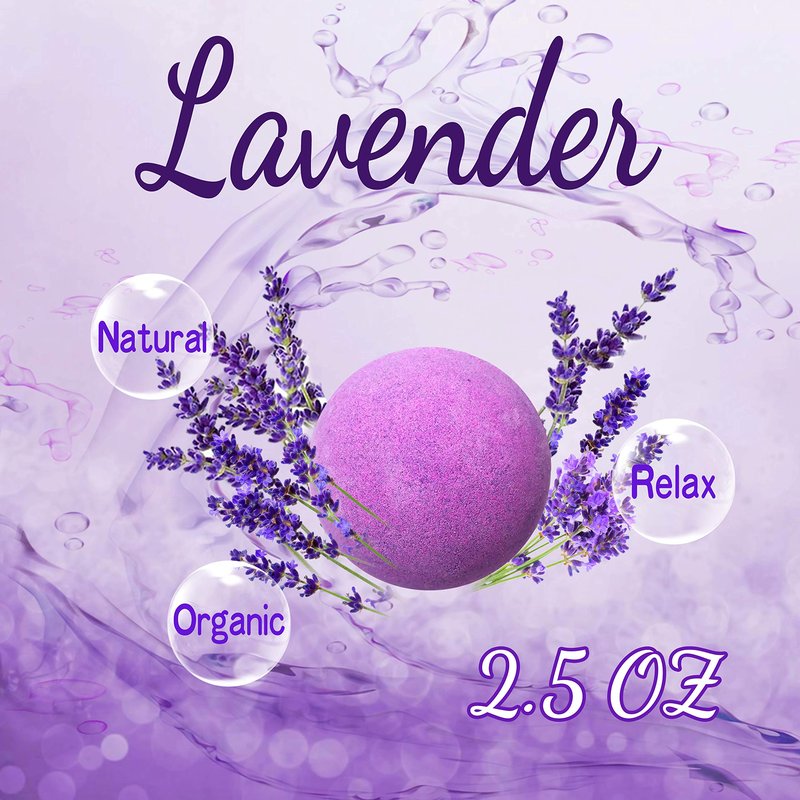 Lavender Bath Bombs Gift Set for Men & Women. 18 Individually Wrapped Bath Bombs with Organic Ingredients & Essential Oils. Relaxing Natural Bath Balls