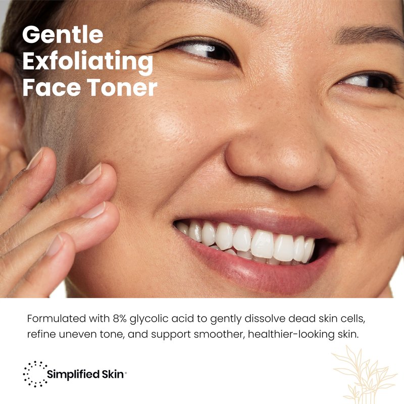 Glycolic Acid Toner for Face - 8% Facial Toning Solution - Hydrating, Anti-Aging, Exfoliates Skin with AHA, Aloe Vera, & Rosemary Extract for Women & Men - 8 Fl Oz