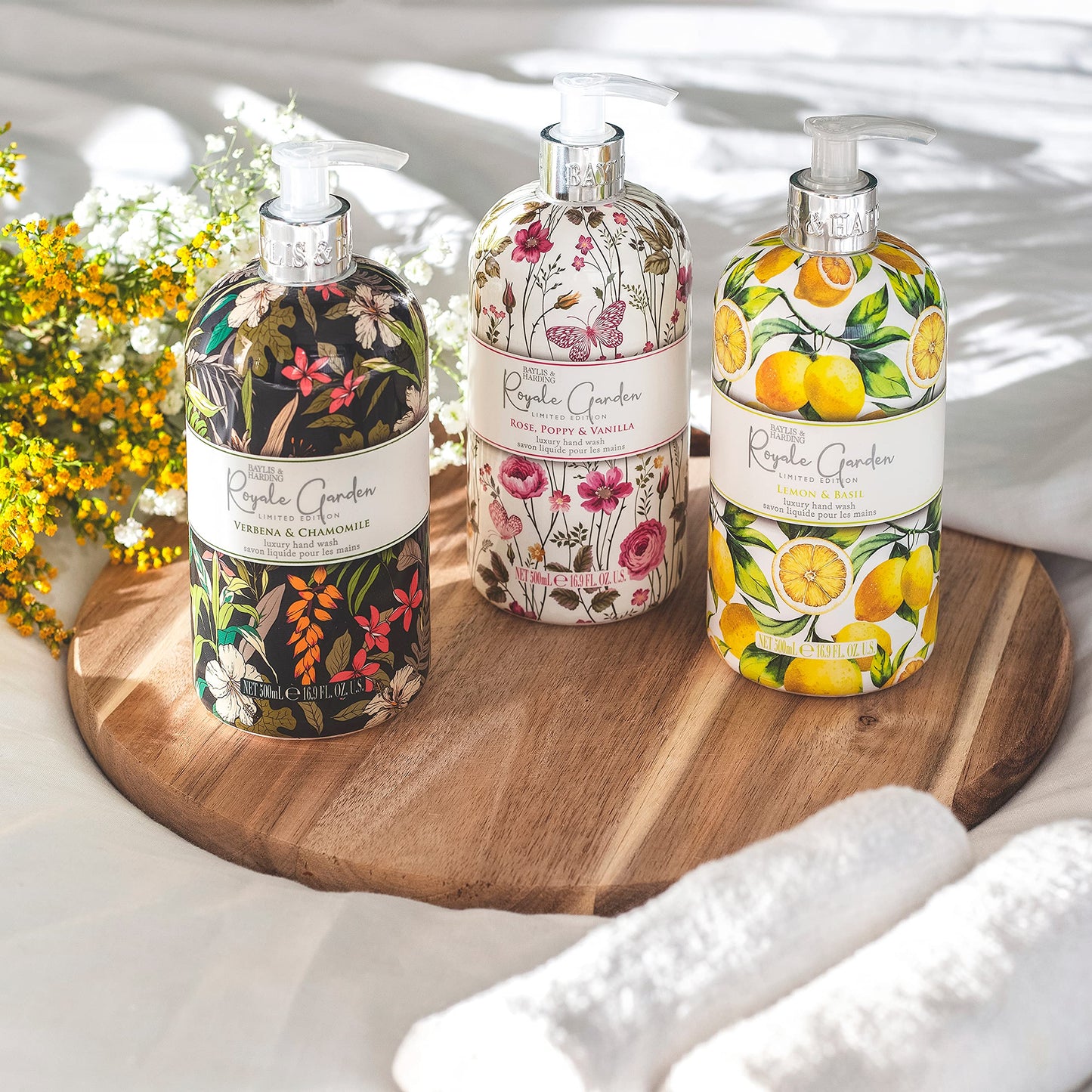Baylis & Harding Liquid Hand Soap Wash with Dispenser, Royale Garden, Rose, Poppy & Vanilla, 16.9oz/500ml (6-Pack)