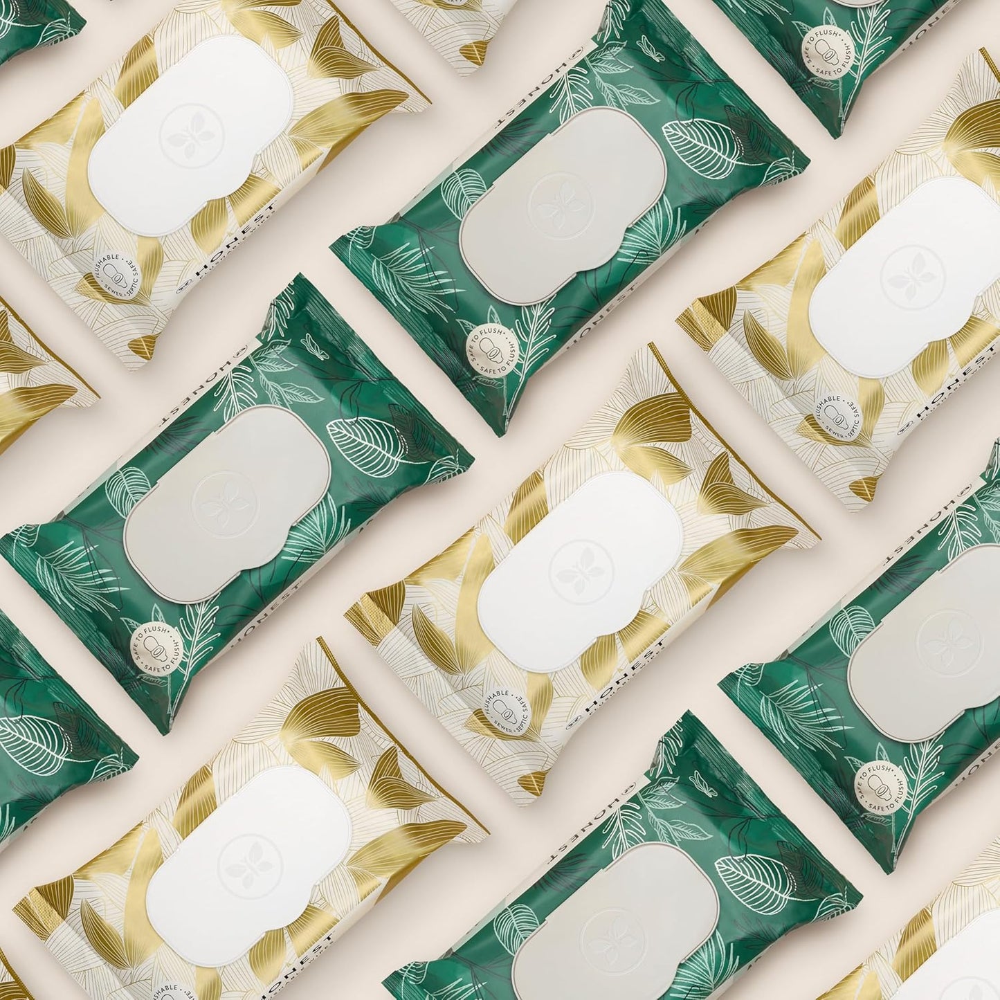 Hypoallergenic Flushable Wipes for Sensitive Skin - Tropical Leaves | 126 Count