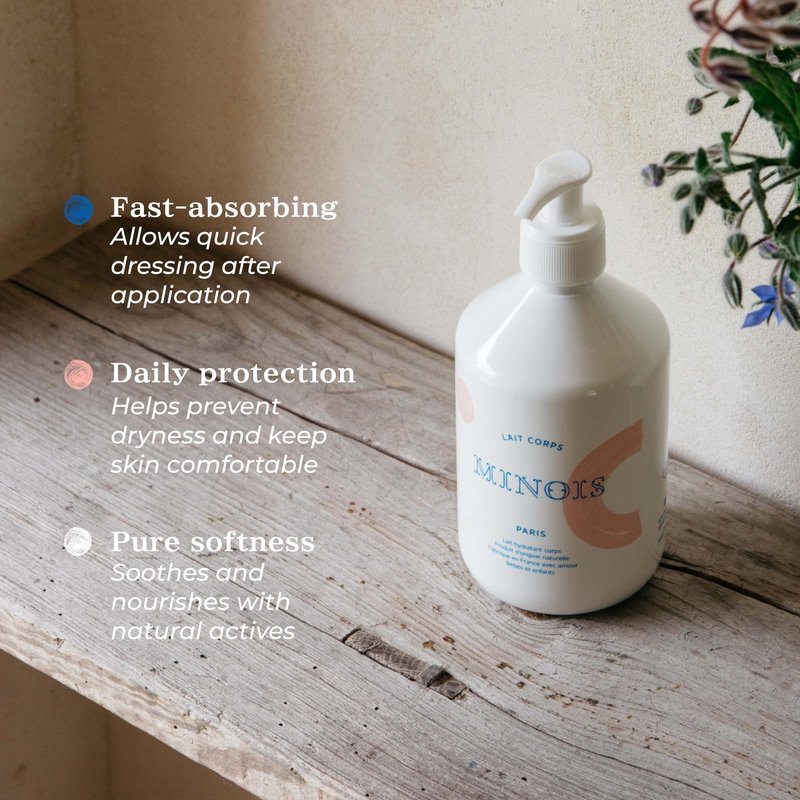 MINOIS PARIS Baby Lotion for Newborn and Kids | Gentle Body Lotion with Aloe Vera, Shea Butter & Almond Oil | Hydrating Non Greasy Baby Moisturizer for Sensitive Skin | Made in France