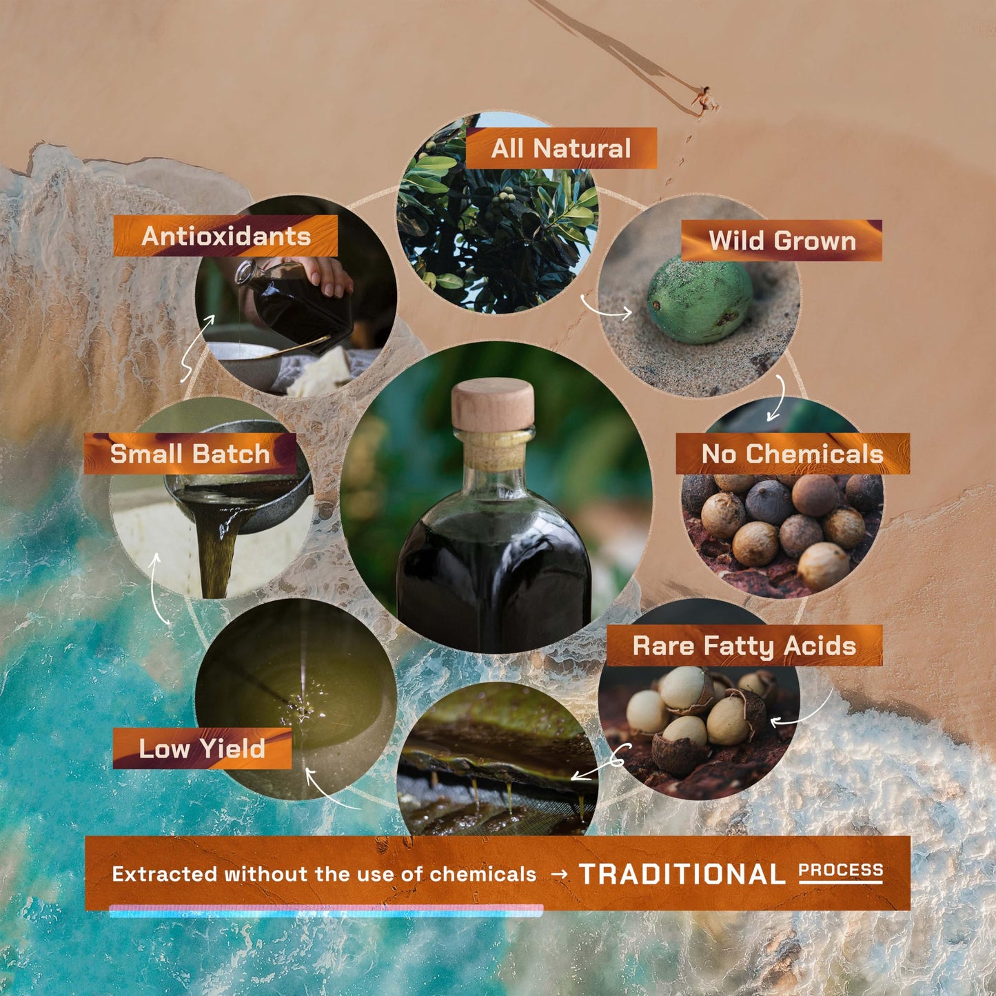 ETHERVA Tamanu Oil | No Chemicals | Natural Scent | Unrefined, Raw, Cold Pressed, Solidifies in Winter | Wild Grown Organic Indian Origin | DIY Face, Body, Scalp & Hair | Aluminium Bottle 20.9 Fl Oz