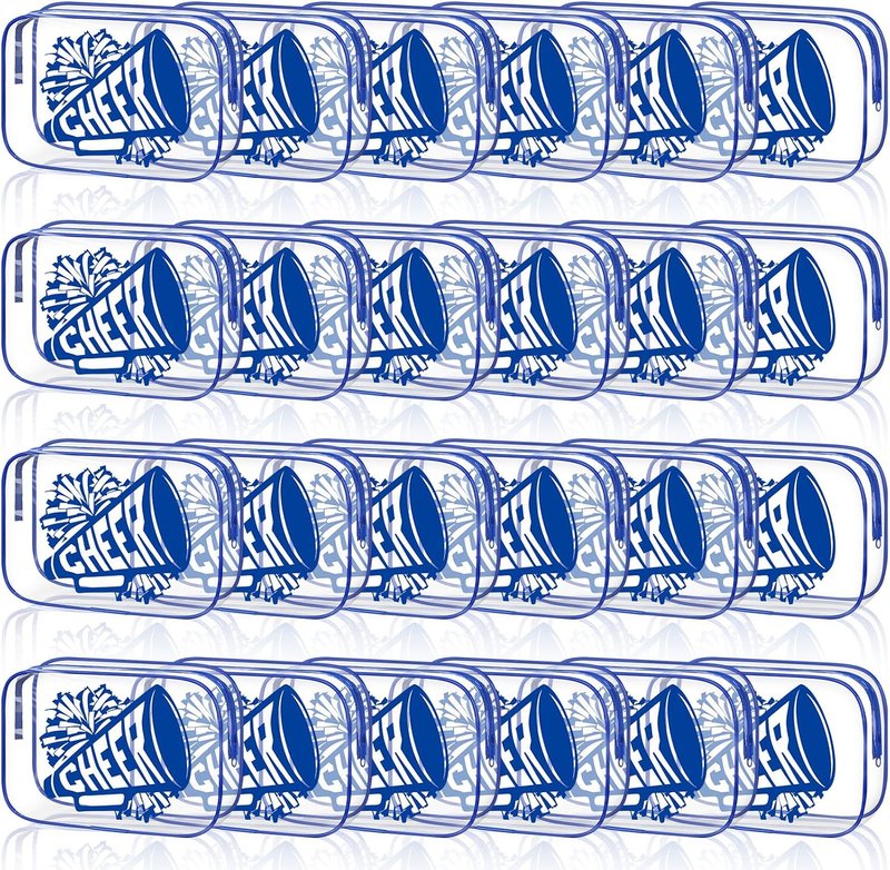 Cheer Makeup Bag Set - 24 Pcs Clear PVC Cosmetic Bags for Cheer Teams | 7x4.7x2.4'' Blue Toiletry Pouches