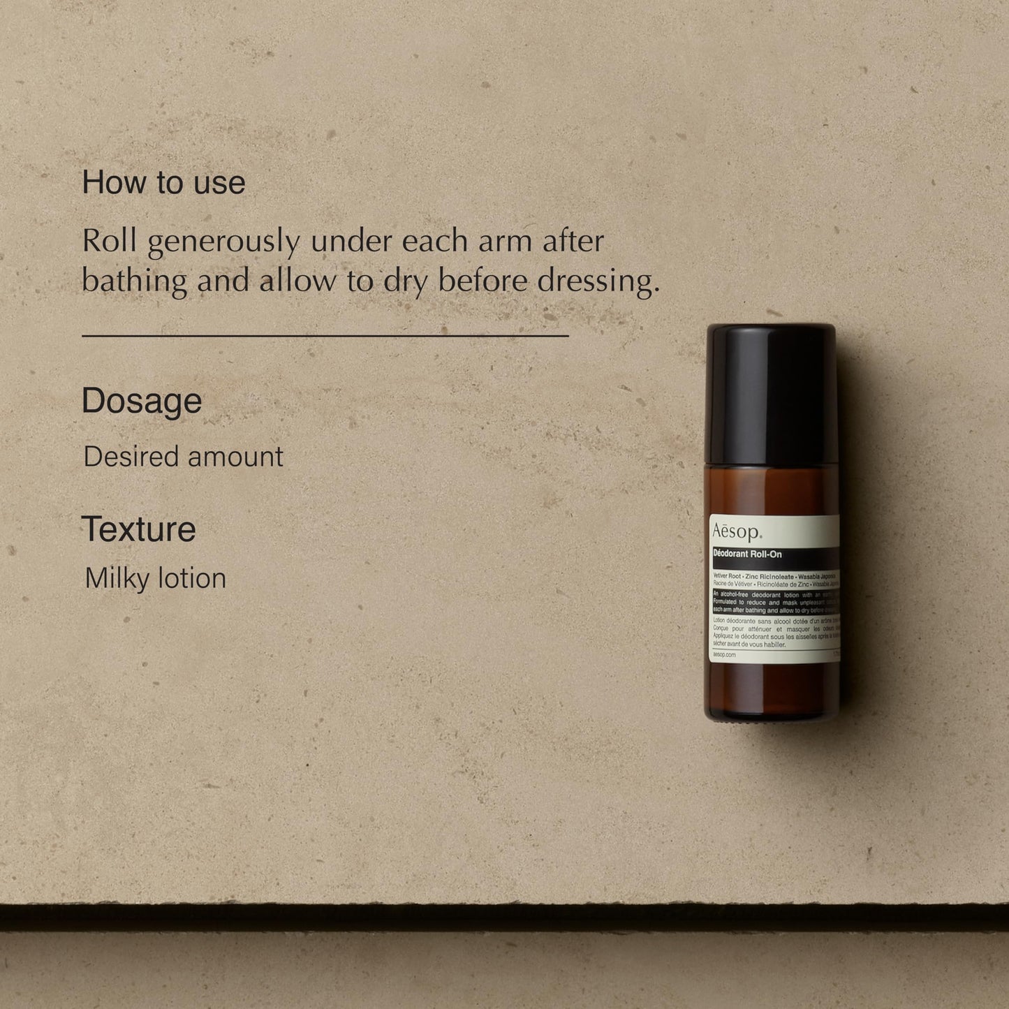 Aesop Aluminum Free Roll On Deodorant for Women & Men | Vetiver, Zinc, and Tea Tree to Reduce Odor and Bacteria | Alcohol-Free Formula for Sensitive Skin | Woody & Earthy | 1.6 oz