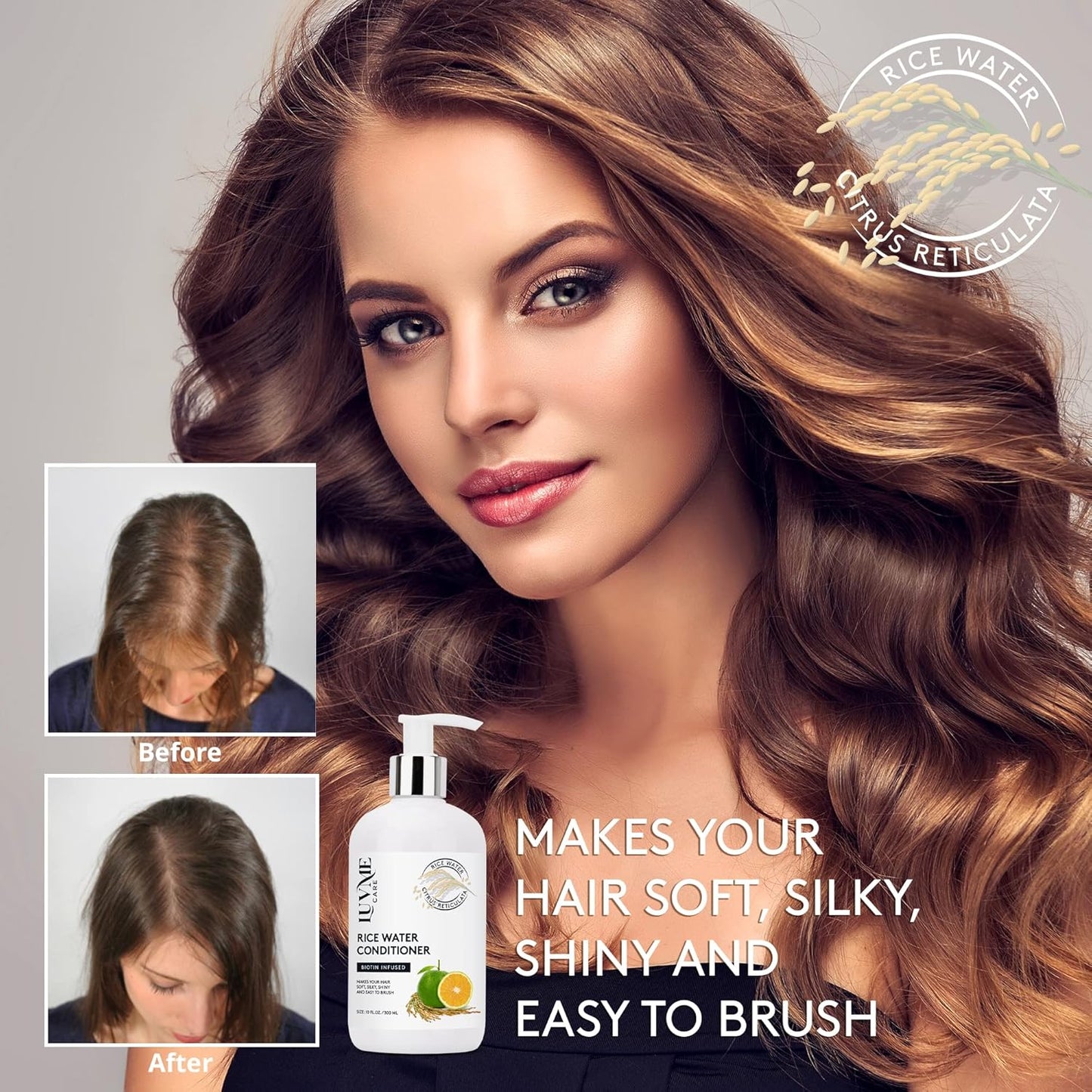 Rice Water Shampoo and Conditioner - Nourishing Hair Care for Healthy Shine | 12 oz