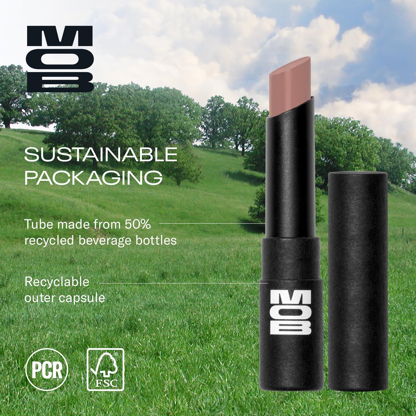 MOB Beauty Soft Matte Lipstick, M102 Mauve Greige, Long Lasting, Weightless Blurring Lip Color Infused with Skincare, Vegan, Silicone-Free, Cruelty Free