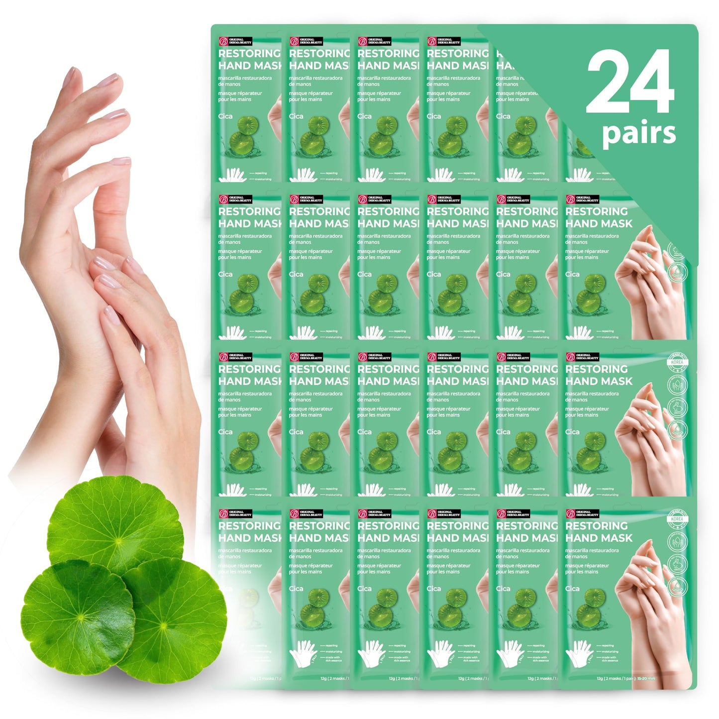 Innerest 24 Pairs Original Derma Beauty Hand Mask Bulk, Moisturizing Hand Gloves for Dry Hands, Nail Care Essential (Avocado)