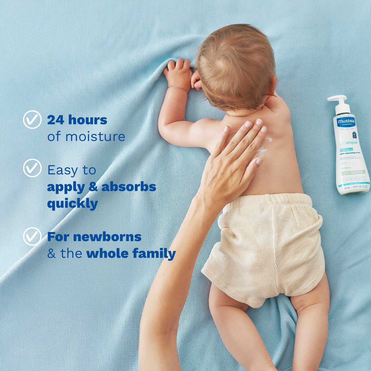 Mustela Stelatopia+-Lipid-Replenishing Cream-Moisturizer for Eczema-Prone Skin-With Natural Sunflower Oil and Prebiotic-EWG Verified-For Babies,Kids&Adults-Fragrance Free-10.14 fl oz,(Pack of 2)