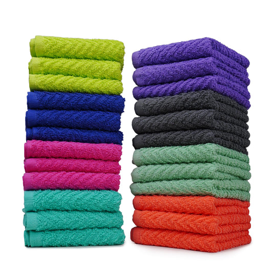ZUPERIA Zigzag Multicolor Wash Cloths -24 Pack -12" x 12"- Highly Absorbent Soft Washcloths for Face, Gym Towels, Hotel Spa Quality, Reusable & Multipurpose Wash Cloth Towels