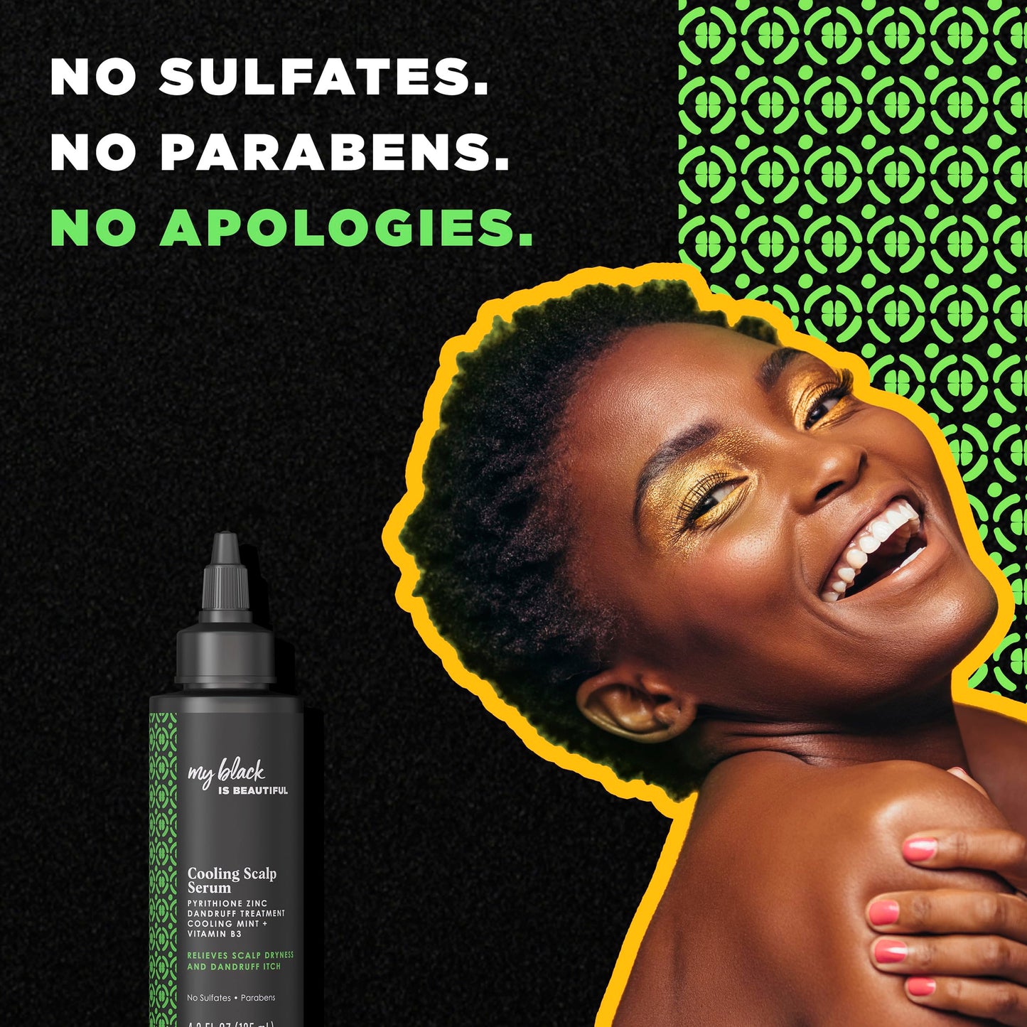 MY BLACK IS BEAUTIFUL Cooling Scalp Serum, Dandruff Treatment, For Coily Hair and Protective Styles, Dry and Itchy Scalp Treatment With Pyrithione Zinc, With Cooling Mint, Sulfate Free, 4.2 fl oz