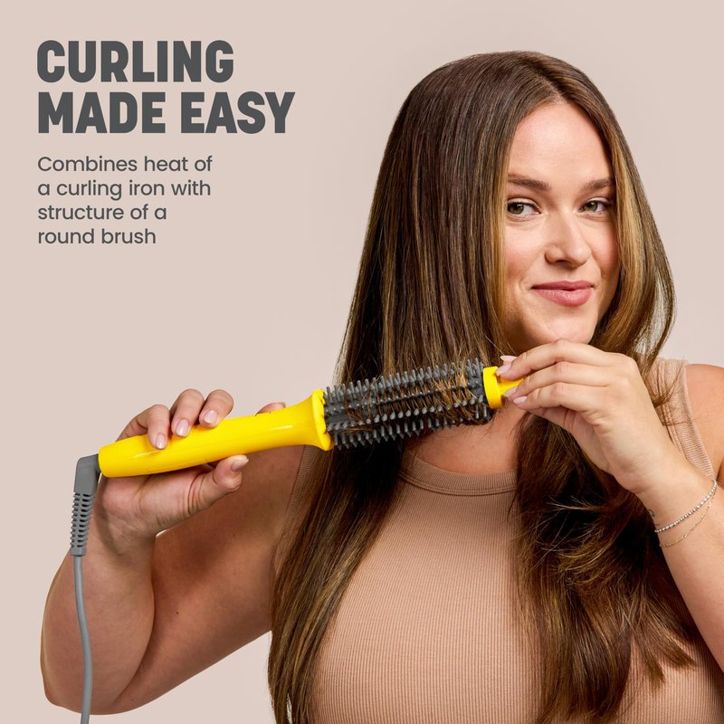 Drybar The Curl Party Heated Curling Round Brush – Salon Curling Wand with Long-Lasting, Shiny Results