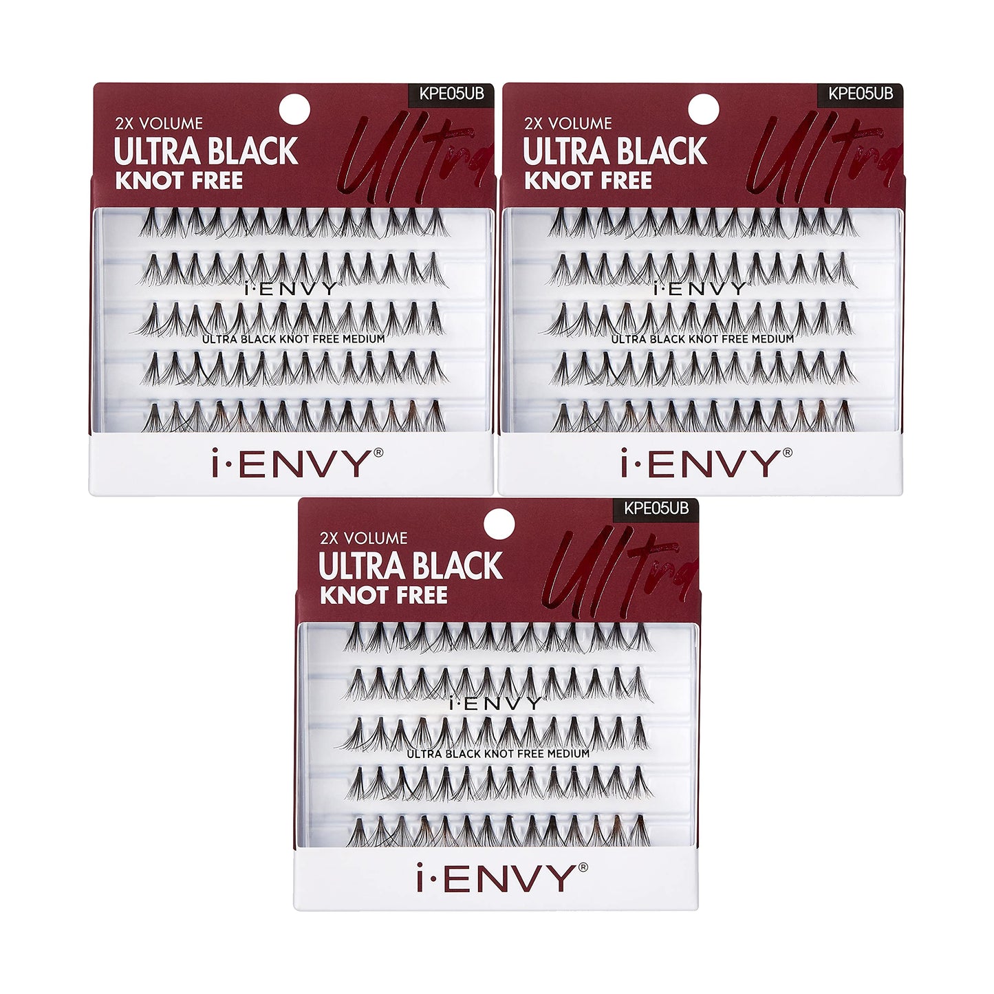 i•ENVY Knot Free Individual Lashes 3 Pack (Ultra Black - Medium)