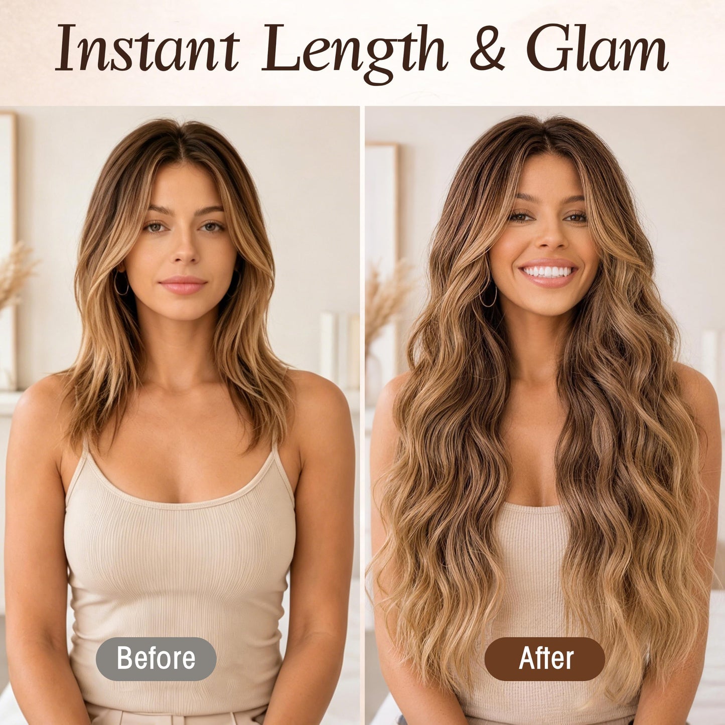 Nnzes Long Ombre Brown Gold Mixed Honey Blonde Wavy Wig 4x1 Lace Natural Hairline Middle Part Curly Heat-Resistant Synthetic Fiber for Women & Beginners Daily Party Use 26In